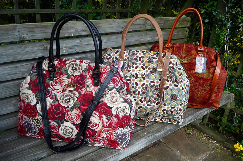 Mary Poppins style weekend carpet bags available in a choice of fabrics 