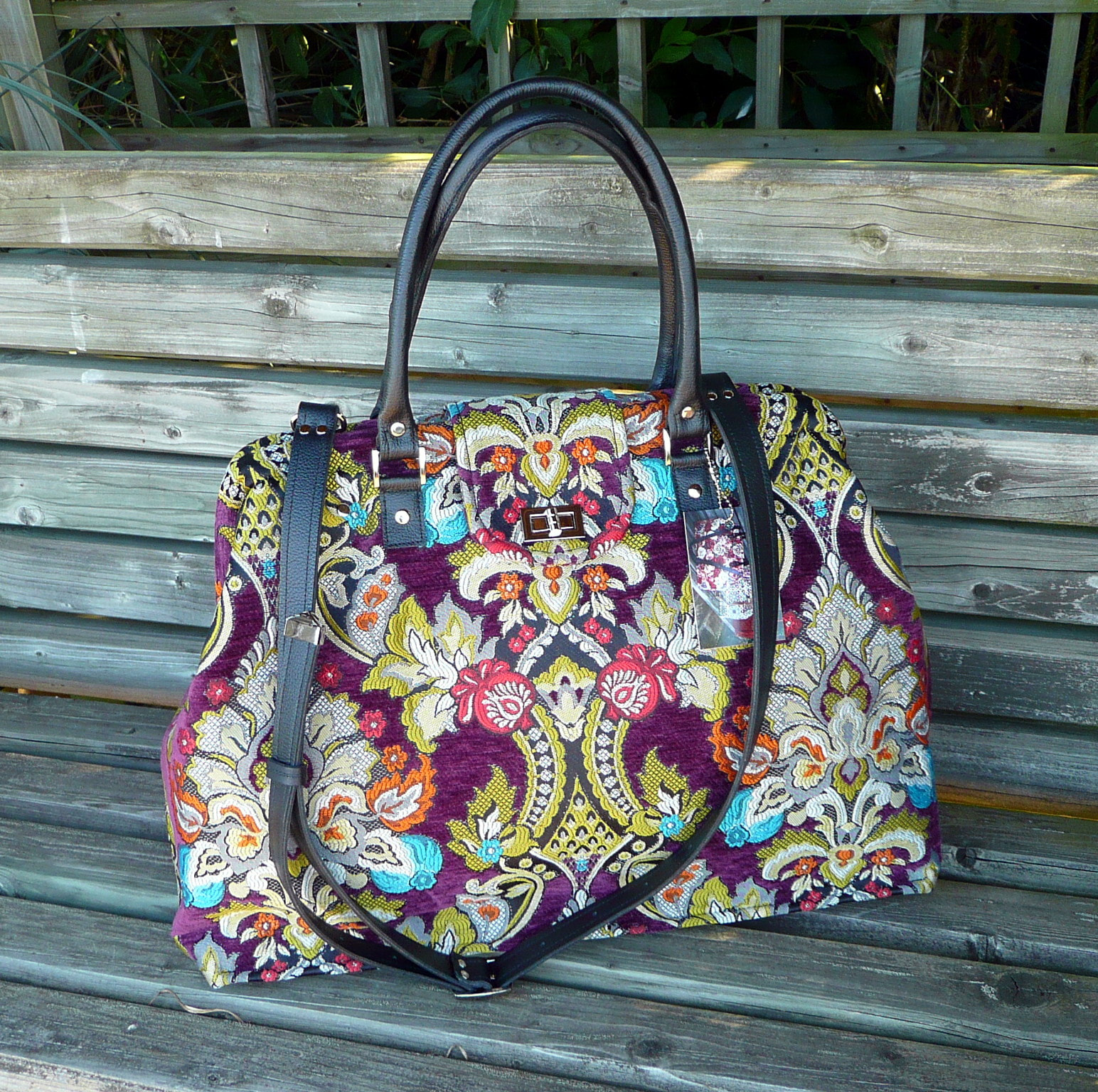 Weekender bag, Mary Poppins style carpet bag, travel bag